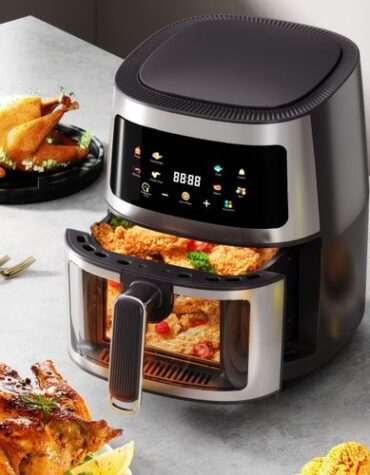 Large Capacity 8L Temperature Controlled Grill, Low Fat, Visible Electric Air Fryer