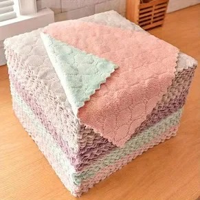 3 pieces Multifunctional Coral Fleece Towels, Super Absorbent Polyester Cleaning Cloth 