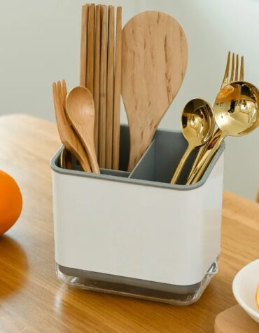 Utensil Holder /Chopsticks Cage- White/ Yellow