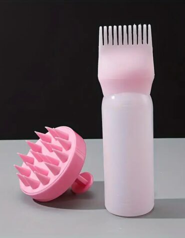 2pcs Silicone Hair Care Set: Scalp Massager & Root Comb with Oil Applicator Bottle - Perfect for Salon & Home Use, Ideal for All Hair Types